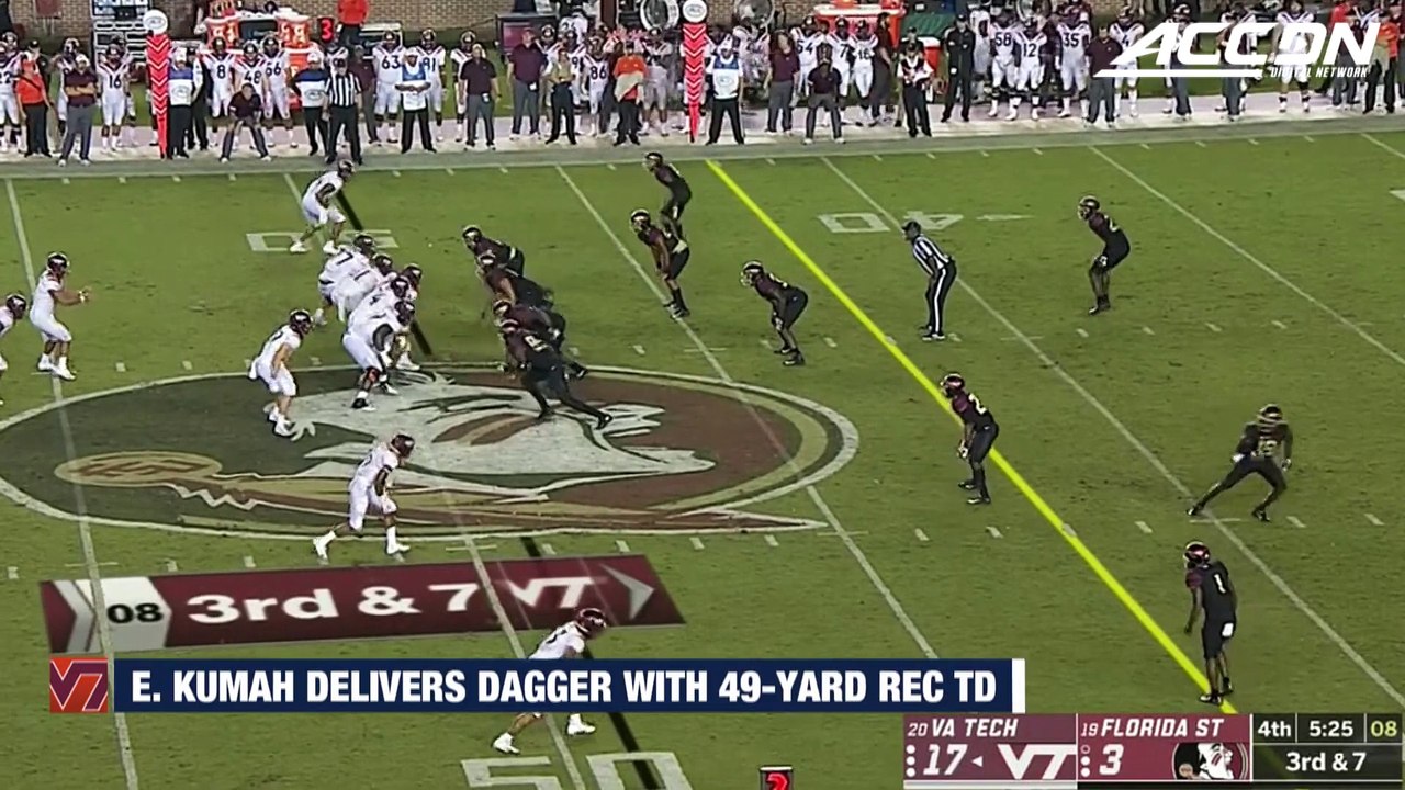 Virginia Tech WR Eric Kumah Delivers Dagger With 49-Yard TD vs. FSU