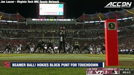 Virginia Tech Blocks Punt For Touchdown With Frank Beamer Watching