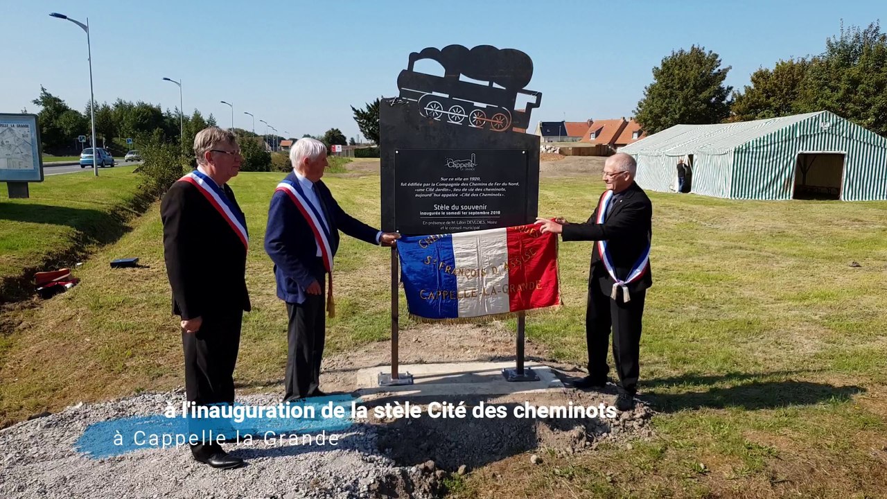 A l'inauguration de la stèle Cité des cheminots à Cappelle la Grande