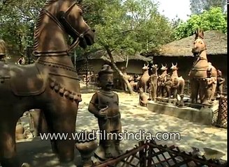 Idols of horse and elephant at National Crafts Museum in New Delhi
