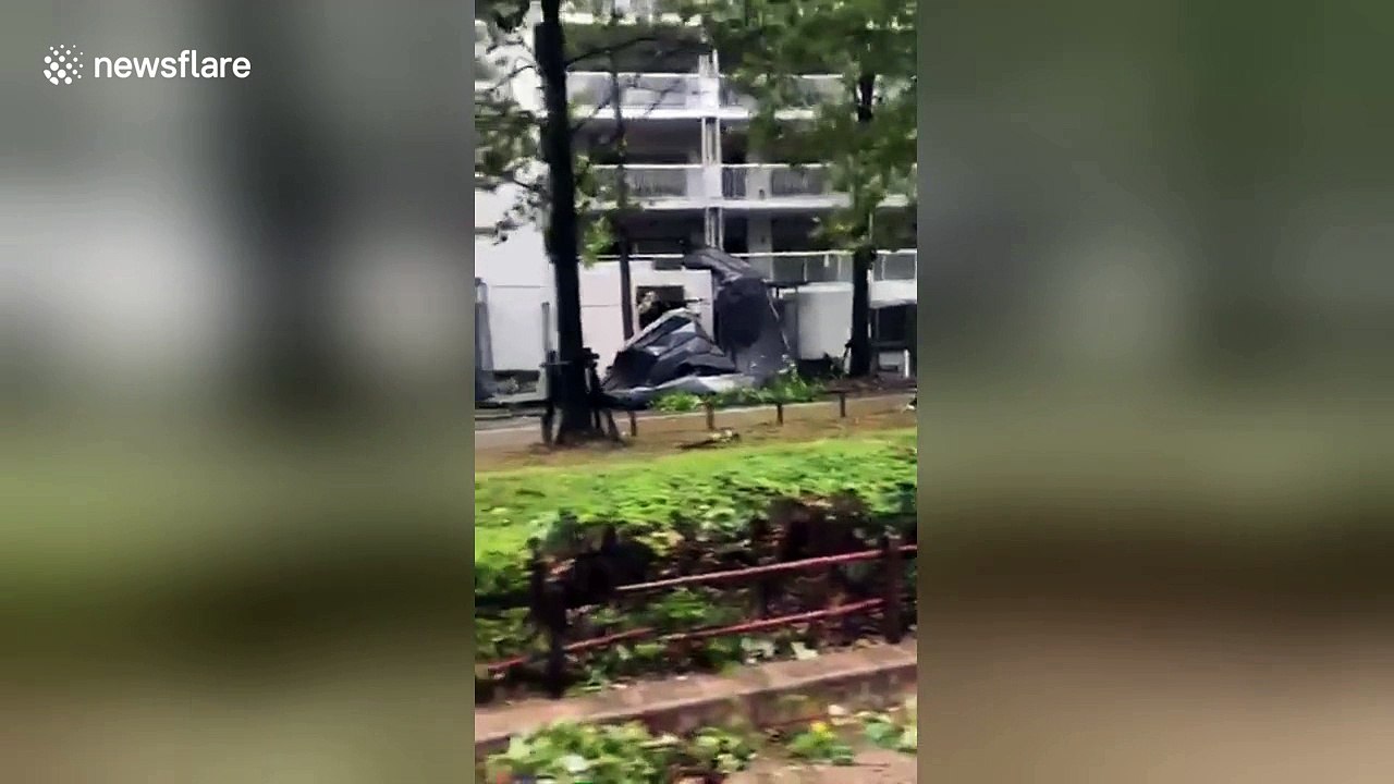 Debris litters Osaka streets after Typhoon Jebi ravages city