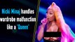 Nicki Minaj handles wardrobe malfunction like a 'Queen'