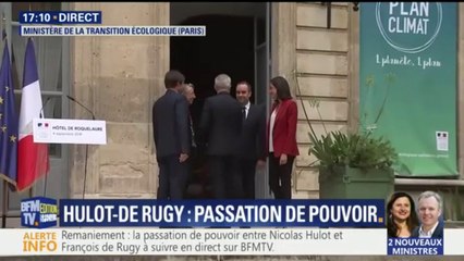 Скачать видео: François de Rugy arrive au ministère de la Transition écologique pour la passation de pouvoir