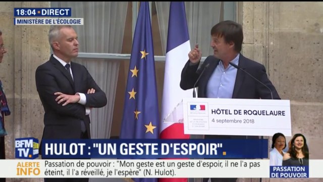 Osons l'espoir, osons l'utopie Les mots de Nicolas Hulot à son successeur François de Rugy