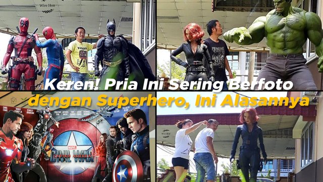 Keren! Pria Ini Sering Berfoto dengan Superhero, Ini Aasannya