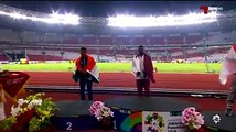 عزف النشيد الوطني القطري بعد تتويج بطلنا #عبد_الاله_هارون بالميدالية الذهبية في #دورة_الالعاب_الاسيوية
