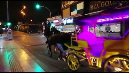 Alkollü faytoncunun ürken 'atı' park halindeki araçlara zarar verdi