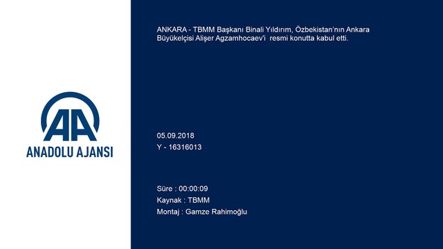 TBMM Başkanı Yıldırım, Özbekistan’ın Ankara Büyükelçisi Agzamhocaev'i kabul etti - ANKARA