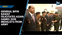 General Bipin Rawat felicitates Asian Games 2018 medalists from Army