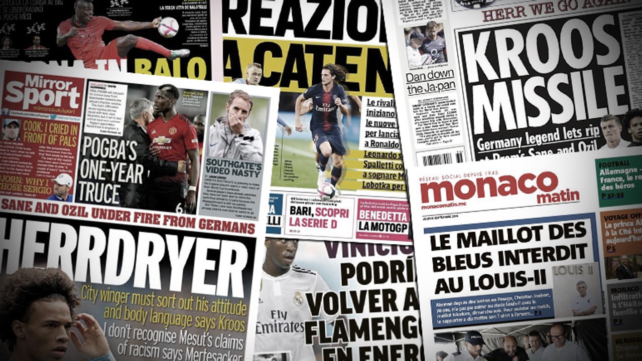 Le maillot des Bleus interdit à Louis-II, Toni Kroos reprend Leroy Sané de volée