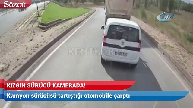Kızgın sürücü güvenlik kamerasını hesap edemedi