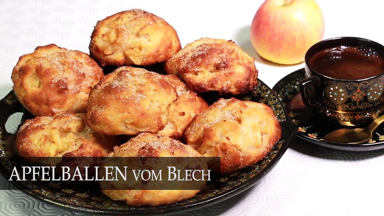 Leckere APFELBALLEN vom Blech - Apfelkuchen to go