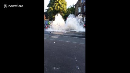 West Yorkshire mains water pipe bursts on busy road