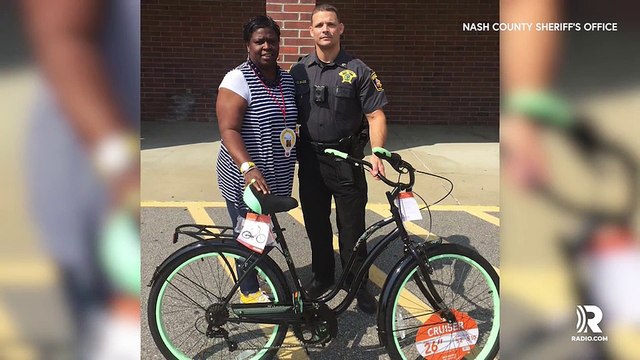Sergeant stuns woman who walks 6 miles to work with brand new bike