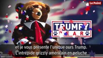 La publicité pour l'ours Trumpy, peluche à l'effigie de Donald Trump