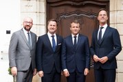 Conférence de presse conjointe d'Emmanuel Macron, Xavier Bettel, Charles Michel et Mark Rutte