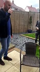 dog tries to catch vape smoke