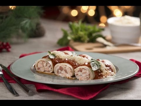 Rollitos de Lasaña con Queso Ricotta con Salmón para Navidad