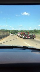 Truck Hauling Three Trailers All At Once