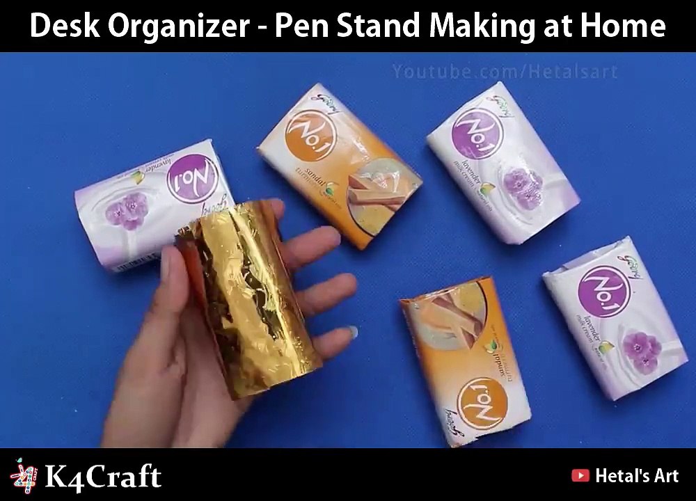 DIY Desk Organizer - Pen Stand Making at Home via: Hetal's Art,