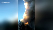 Video shows vehicles driving through massive plumes of smoke above Northern California interstate