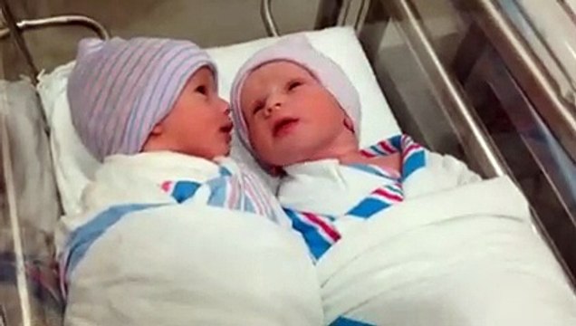 Newborn Twins Talking to Each Other