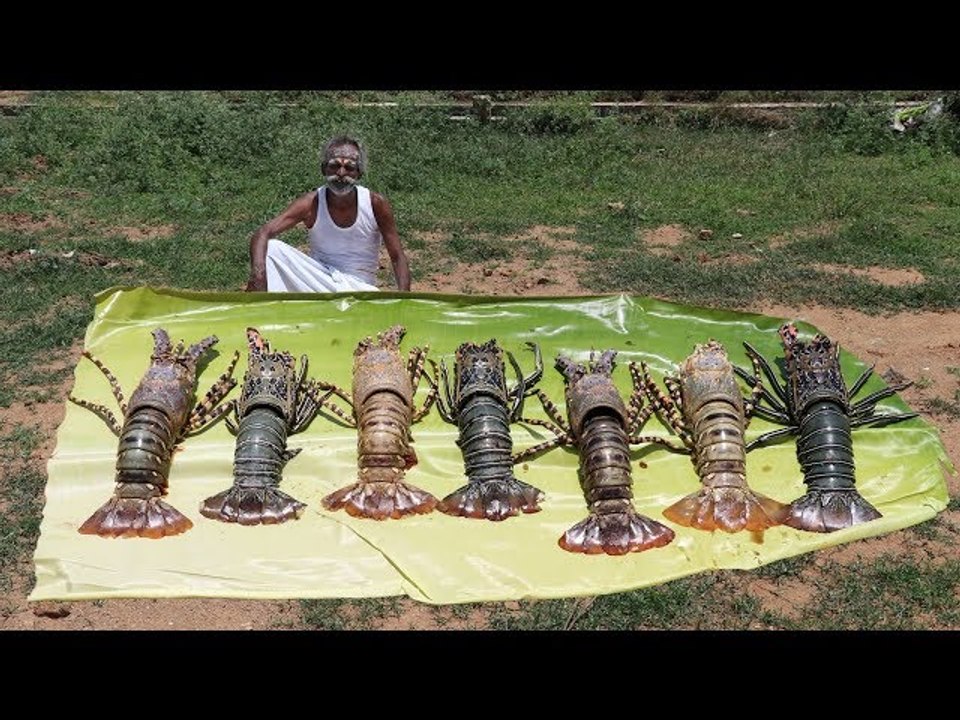 Classic!!! LOBSTER Indian masala prepared by my daddy Arumugam - Village food factory