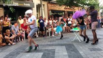 Revellers perform relay race in high heels at Benidorm Gay Pride