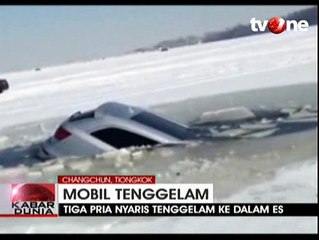 Mobil SUV Tenggelam di Danau Es