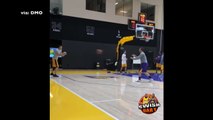 Lonzo Ball working every day on his new looking shot, but he misses the last one