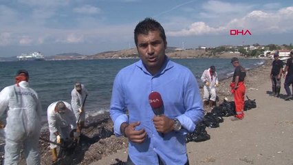 İzmir Foça'da Denize Yakıt Akıtan Gemi Karaya Çıkartılmış Hd Ek