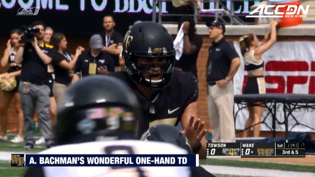 Wake Forest WR Alex Bachman Delivers One-Handed TD Grab