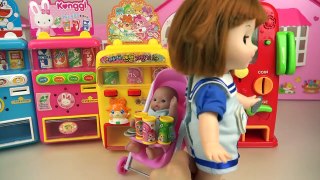 Baby doll drinks machine and Surprise egg toys play
