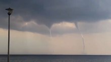 Twin Waterspouts Form Off the Coast of Northern Greece