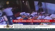 Nişanlısına kızdı kendini vurdu