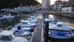 Paisaje: Anochecer hoy 21 nov en el puerto de Candás, Carreño, Asturias, mar Cantábrico