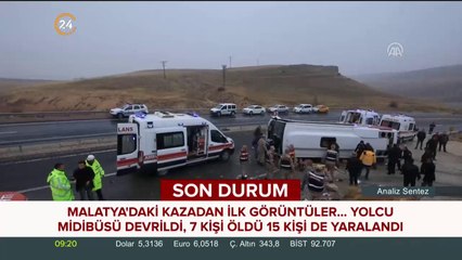 Malatya'da midibüs devrildi