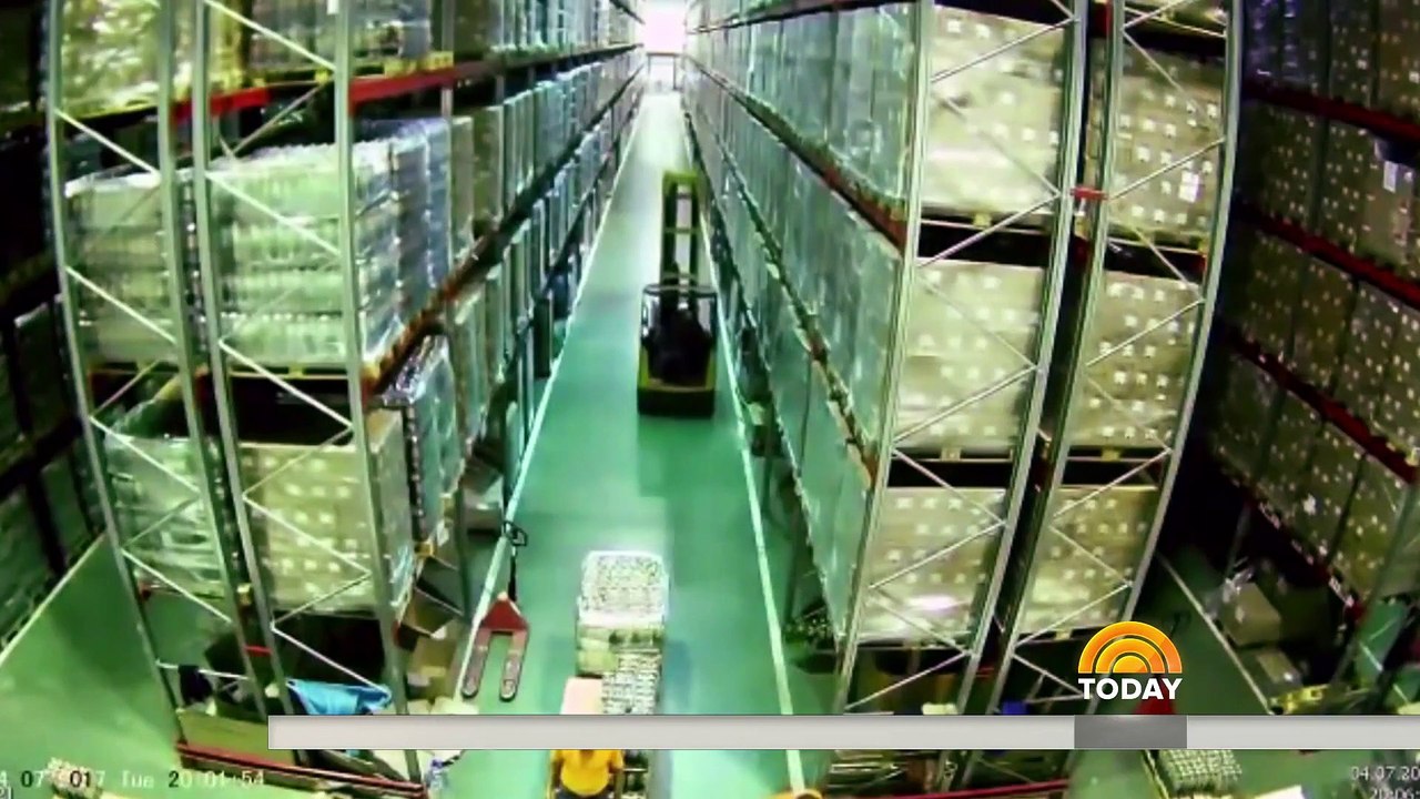 Forklift accident creates warehouse disaster in viral video