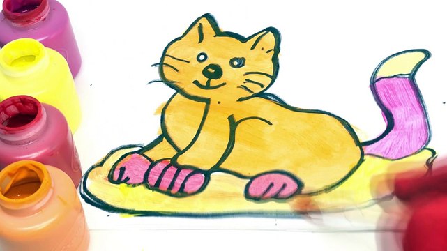 Glitter Cat Learn Colors coloring and drawing for Kids, Toddlers Toy Art with Nursery Rhymes