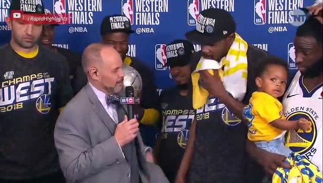 GS Warriors Champs of the West Celebrating & interviews May 28, 2018 NBA Playoffs