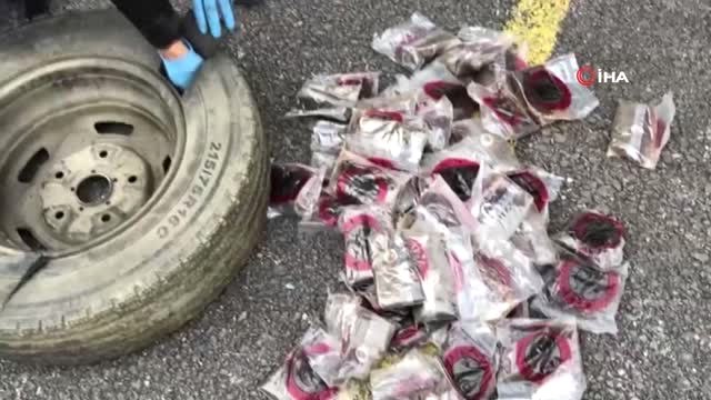 Stepne Lastiğinde 94 Kilo Kaçak Nargile Tütünü Ele Geçirildi