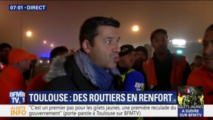 Download Video: Gilets jaunes: des routiers rejoignent le mouvement à Toulouse