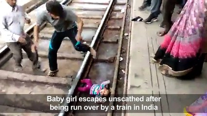 Miracle baby survives unhurt after going under moving train