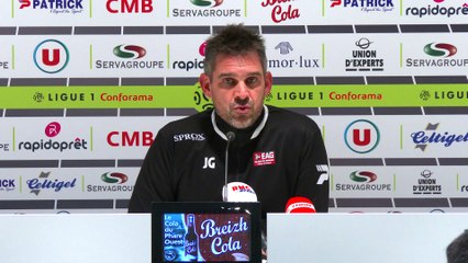  Retrouvez le point presse de Jocelyn Gourvennec avant Reims  Guingamp, ce samedi à 20h.