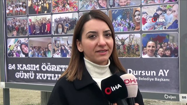 Düzce Belediyesi'nden ilginç Öğretmenler Günü kutlaması...Öğretmenler sınıflarında özçekim yaptı, özçekimler billboardlara konuldu