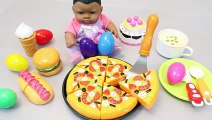 Toy Velcro Cutting Baby Doll Pizza Ice Cream Surprise Eggs Toys