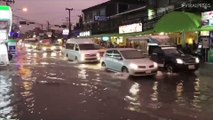 Cars Drive Through Floods In Pattaya