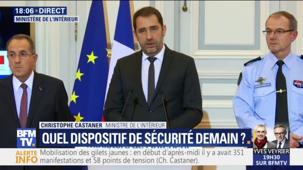 Manifestation des gilets jaunes : Christophe Castaner rappelle "qu'il n'y a pas de liberté sans ordre public"