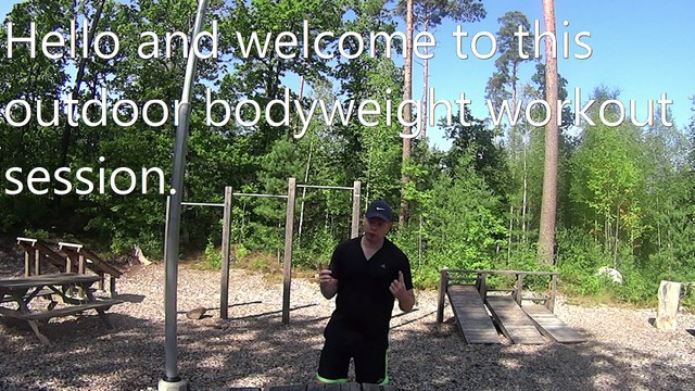 Outdoor body weight, Workout! Hello and welcome to this workout exercise video with Andreas. In this exercise routine you will see: Pullups Chinups Dips Press workout lifting a log.