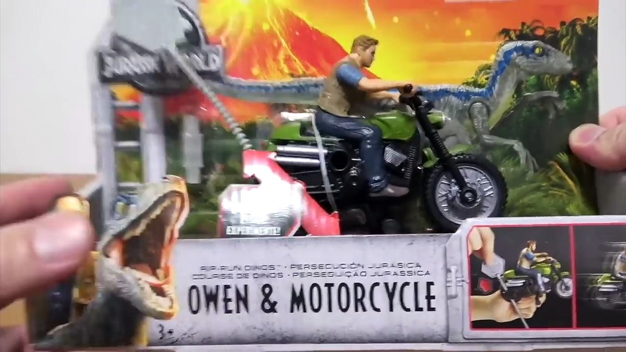 ジュラシックワールド  炎の王国 コードで走る!ブルー オーウェン&バイク コードを引っ張って走らせて遊ぼう!子供向け Dinosaur Jurassic World
